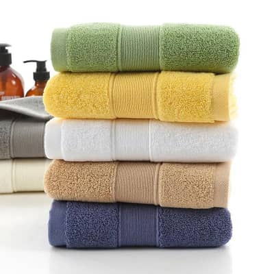 Towel Set Blue Striped Thick Cotton Face Towel