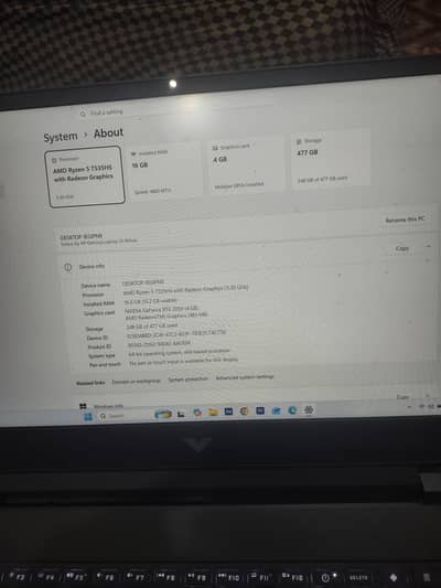 Hp victus 15 Ryzen 5 7535hs gaming laptop with box