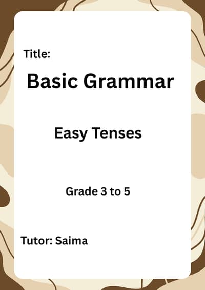 Grade 3-5 Tenses Worksheet PDF | Printable