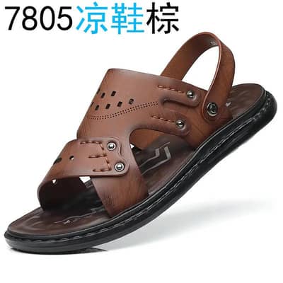 Men's Black Rubber Sandals Summer Non-Slip Beach Shoes