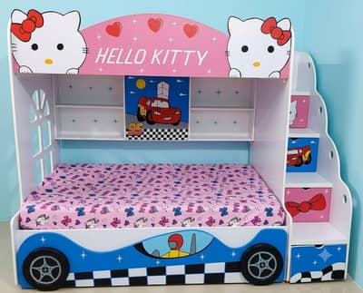 Bunk bed with 2 mattress | Kid wooden bunker bed | Baby |Double|Triple