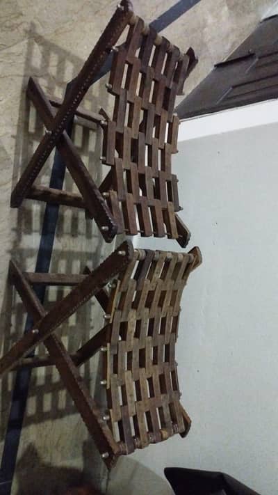 Stylesh Antique Wood pair of  Stools for sale