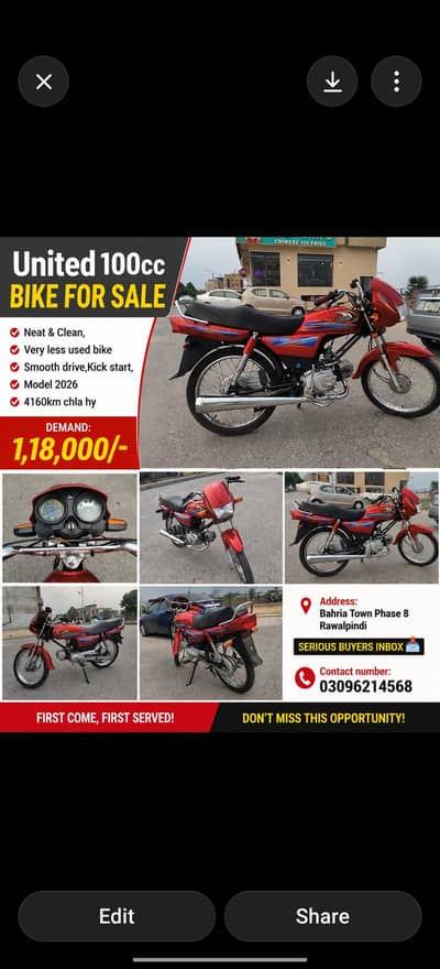united 100cc Bike for sale