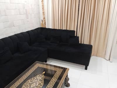 L shape  sofa with 6 cushion soft foam with a strong wooden frame