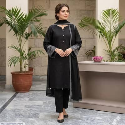 1 piece women's stitched lawn plain shirt