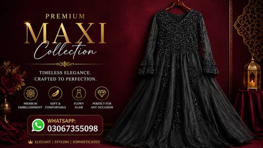 Premium Black Embellished Maxi Dress for Women – Party Wear | Formal W
