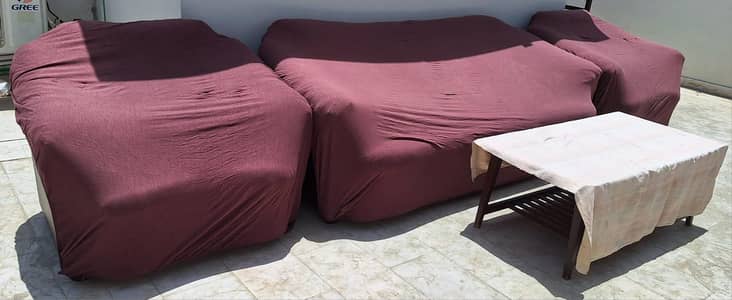 Leather Sofa Set (5 seater) with Table.