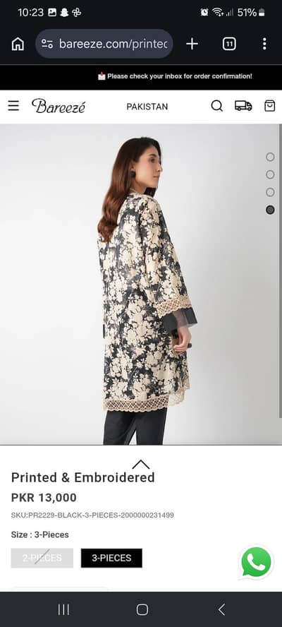 bareeze embroidered 3pc unstitched with chiffon dupatta