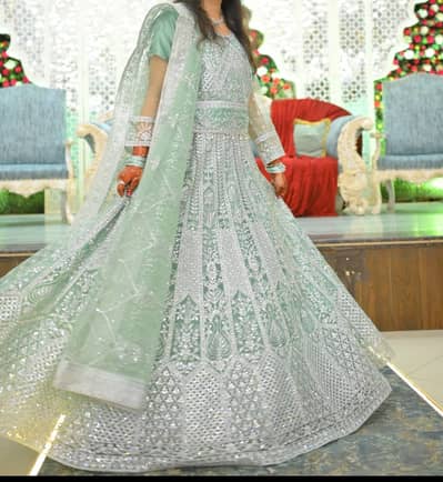 Mint Green Embroidered Lehenga – Small/Medium Size