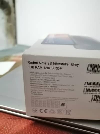 redmi note 9s 6+2/128 box