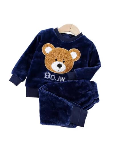 Kids Winter Teddy Fleece 2-Piece Suit – Soft & Warm Bear Design