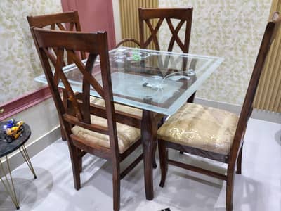 4 Seater Dining table and 3 Different Size Small Table and 2 stool tab