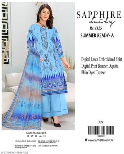3- piece embroidered lawn suit