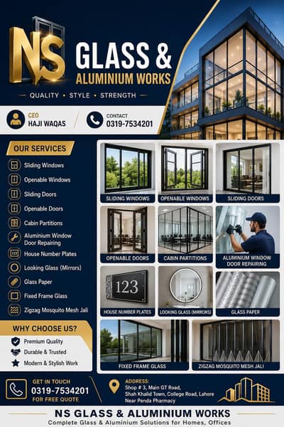 Aluminium glass & windows installation and maintenance best service