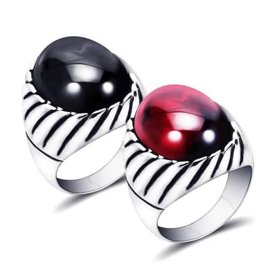 Dome Stone Ring | Black & Red |