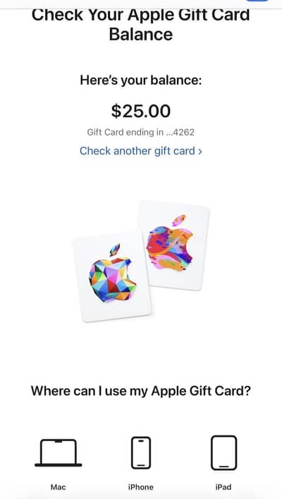 apple gift card available