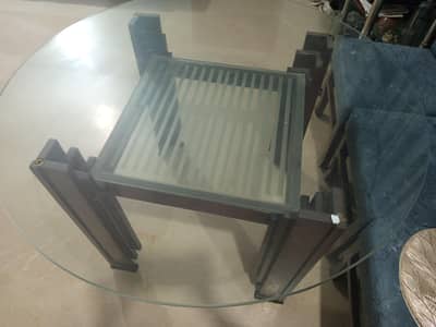 pure sheesham wood 2 layer glass table .