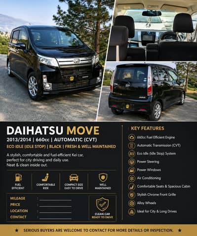 DAIHATSU MOVE 2014 BLACK 660CC