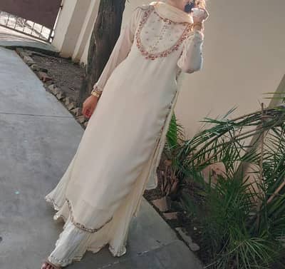 Beautiful nikkah event half white dress 