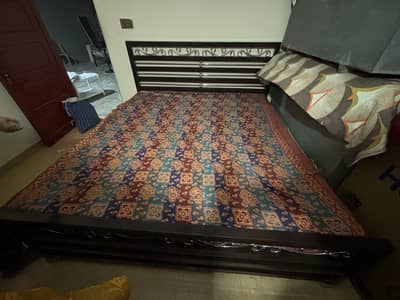 King size iron bed with mattress and dressing