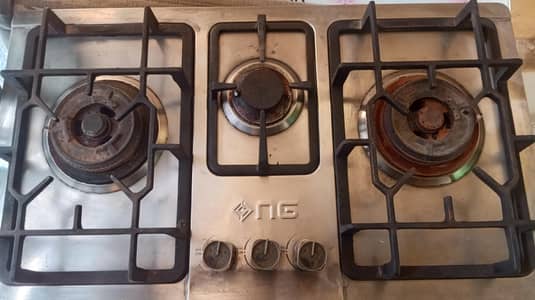 Original NasGas Built-in Hob 3-Burners (Iron) Heavy Duty Stove Top