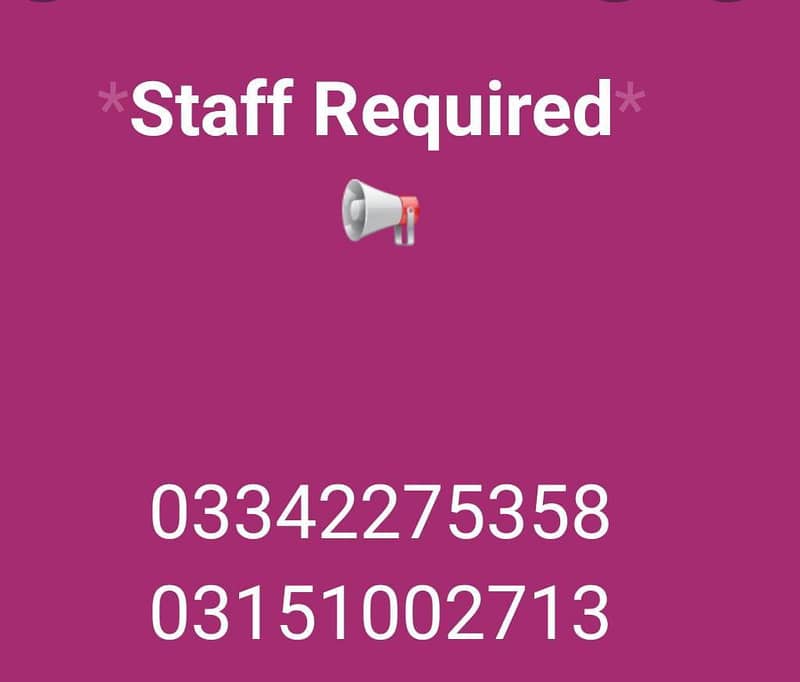 Staff Required 0