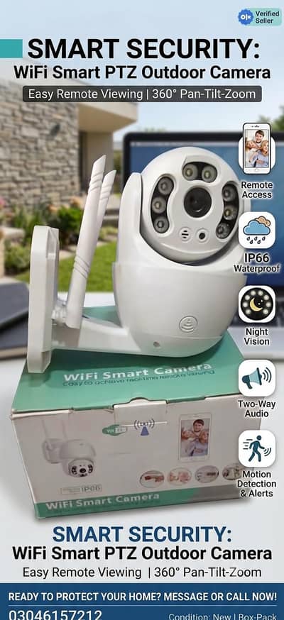 New WiFi Smart PTZ Outdoor Security Camera - 360° View & IP66 wireless