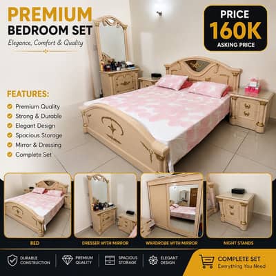 Furniture - Bedroom set - King size bed set - side table - wardrobe