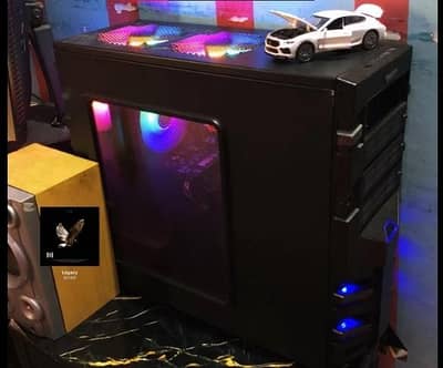 full gaming pc setup  with 2 screen and high speaker