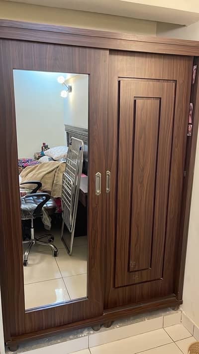 Title:  Walnut Brown Sliding Door Wardrobe (6ft 5in x 4ft 5in) – Exce