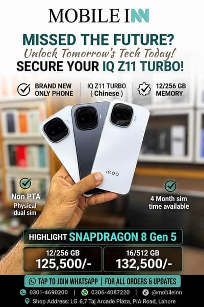 Brand New Vivo Iqoo Z11 Turbo 12GB / 16GB 256GB Dual SIM 7600 MAH Batt