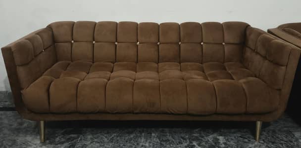Luxury Velvet Tufted Corner Sofa Set
