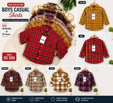 Boys Casual Shirts New Stock | Size 18-26 | Karachi"