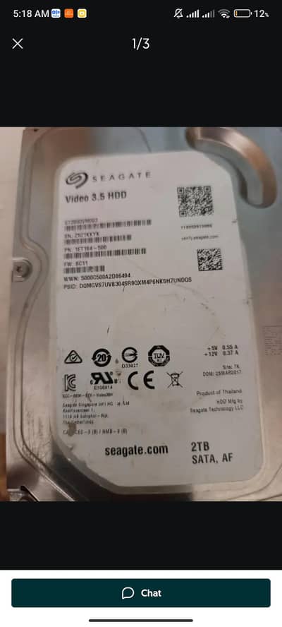 Seagate 2TB SATA hard drive 100% perfect for commercial use