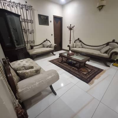 Solid wood  sofa set 7 seats dewaan style, table, and divider