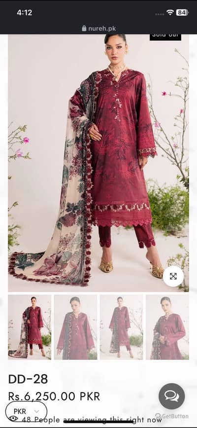 Nureh 3pc fully embroidered small size chiffon Duppata farshi shalwar