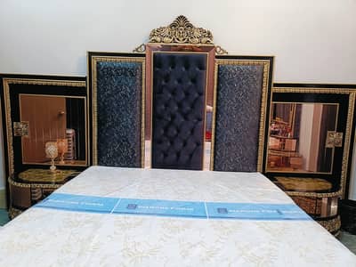 Luxury Royal King Size Bedroom Set | Bed + Side Tables + Dressing