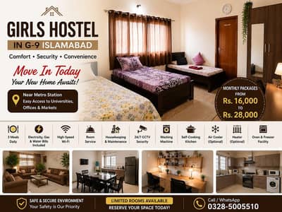 Move In Today | Girls Hostel Near Metro Station | G-9 Islamabad