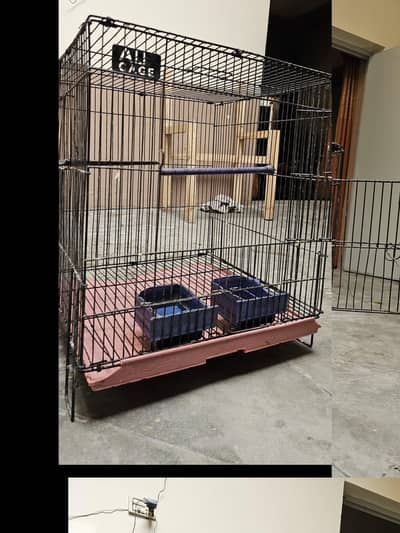 Large Iron Bird Cage with Tray & Feeding Bowls | Strong Metal Cage