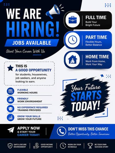 we are hiring urgent male and female.
