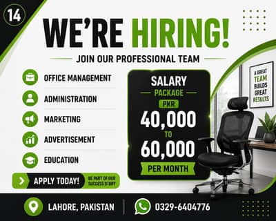 Jobs Available In Lahore send your CV on WhatsApp 03296404776