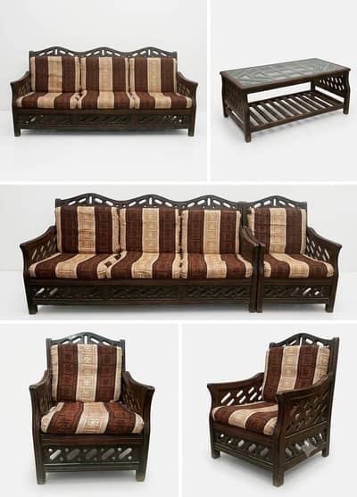 3+1+1 Sofa Set + Glass Table | Fresh Condition, No Damage| Multan