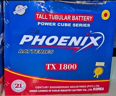 Phoenix TX-1800 185Ah Tubular Battery for Solar and UPS | BRAND NEW