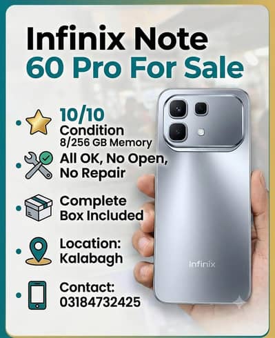 infinix note 60 pro | titanium ice color |10/10