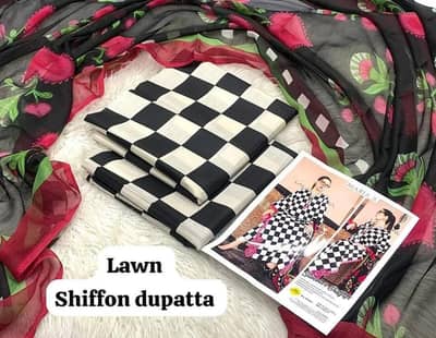 lawn 3pcs sheiffon dupptta