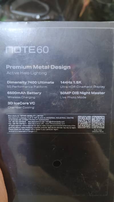 Infinix  note 60 box pak