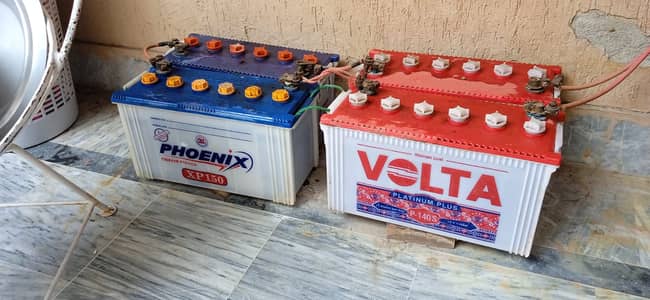 4 x Used 100Ah Lead Acid Batteries for Sale – Phoenix, Volta & Exide –