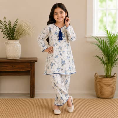 Blue Floral Tassel Suit