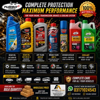 TURBOG Premium Coolant & Gear Oil Pakistan | Anti-Freeze Red & Green