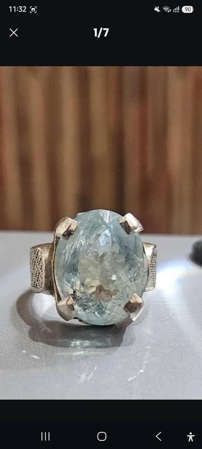 Aquamarine gem with ring